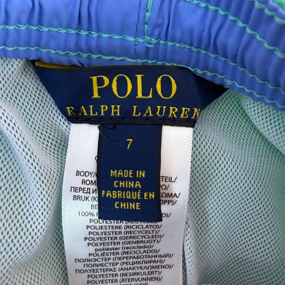Polo Ralph Lauren Kids Boys Teal Swim Trunks Shorts Size 7 Embroidered Pony - Picture 2 of 7